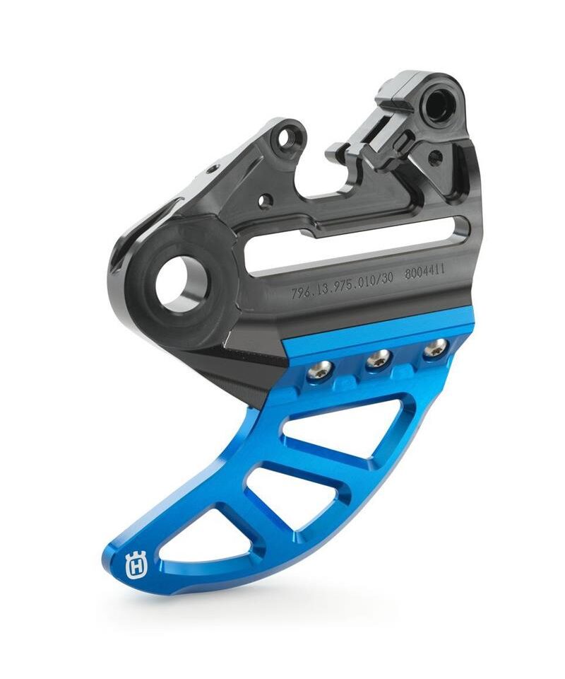 Brake caliper support with brake disc guard